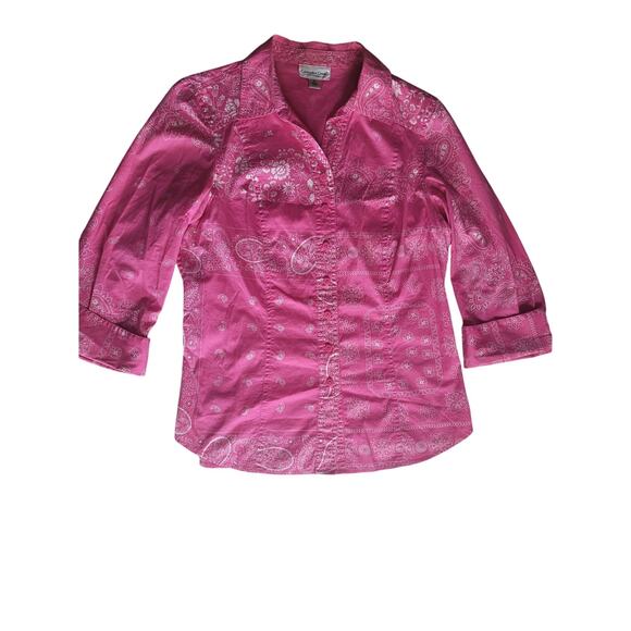 Coldwater Creek Pink Women Shirt Button Up 3/4 Sleeves Sz S - Picture 3 of 6